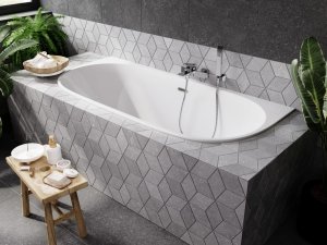 Besco Vica Slim+ wanna symetryczna 170 + syfon z przelewem chrom WAVS170S+