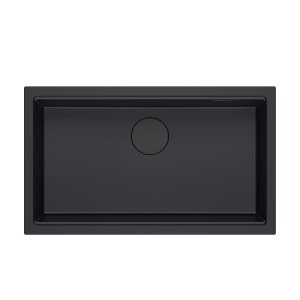 Quadron LOGAN 110 GraniteQ zlewozmywak pure carbon 76x44x23,5 cm 1-komorowy podwieszany z syfonem manualnym pure carbon HQD7644U7BLMU