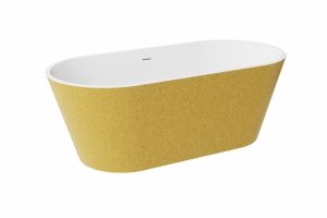 Besco Deeva Glam Złota wanna wolnostojąca 170 + maskownica odpływu czarny matt WWA170DGZB
