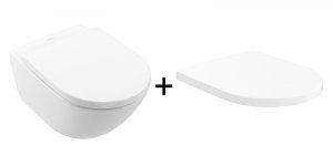 Villeroy & Boch Subway 3.0 Zestaw Combi-Pack Toaleta WC 56x37 cm bez kołnierza + deska wolnoopadająca biała Ceramicplus 4670TSR1  VB091104