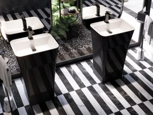 Besco Assos S-Line Matt B&W umywalka wolnostojąca bez otworu pod baterię UMMCAPWO