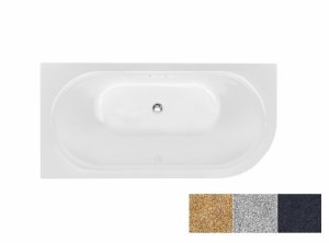 Besco Avita A-line Glam Grafitowy wanna wolnostojąca 160 P + syfon klik-klak chrom z przelewem slim WAA160APGR