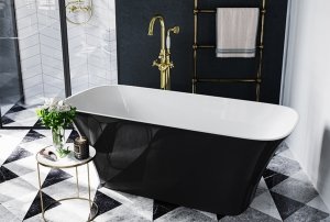 Besco Assos S-Line Matt B&W wanna wolnostojąca czarny mat/biały połysk + klik-klak gun metal czyszczony od góry WMMC160AST