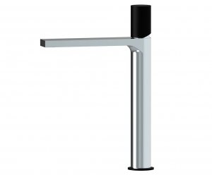AQG Bateria umywalkowa wysoka Tube Chrom/Czarny z aeratorem redukującym przepływ 01TUB128NC