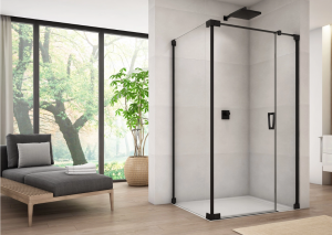 Ronal Sanswiss ścianka boczna 120x200 cm, szkło przezroczyste, profile BLACK LINE czarny mat CAT21200607