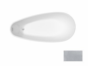 Besco Goya A-line Glam wanna wolnostojąca 160 Srebrna + maskownica syfonu z przelewem złota WA160GSZ