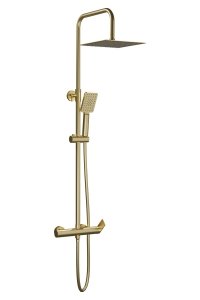 AQG System prysznicowy Nite Szczotkowane złoto z uchwytem Alpha, Deszczownica Atlas 25 x 25, Szczotkowane złoto 21NITC25ALA09