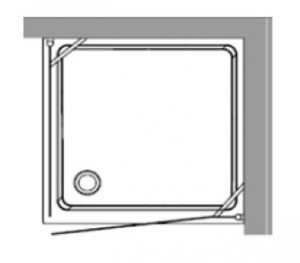 Kerasan Kabina kwadratowa lewa, szkło piaskowane profile chrom 100x100 Retro 9150S0