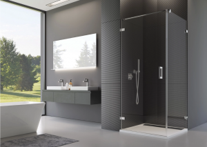 Ronal Sanswiss ścianka boczna 90° lub w linii 100,1-160x0-200 cm, szkło Master Carré, profile chrom PURDT2SM41030