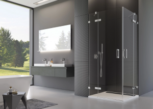 Ronal Sanswiss wejście narożne dwuczęściowe 75-120x200 cm, szkło satyna, profile chrom PUE2DSM11049