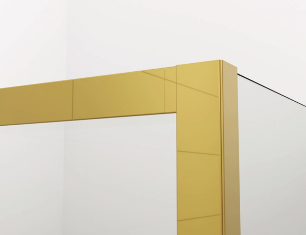 Ronal Sanswiss drzwi wahadłowe jednoczęściowe lewe ze ścianką stałą w linii 140x200 cm, szkło przezroczyste, profile GOLD LINE złoty CA31CG1401207