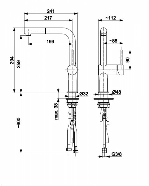 KFA DUERO EDGE INOX bateria kuchenna z wyciąganą wylewką 662351022
