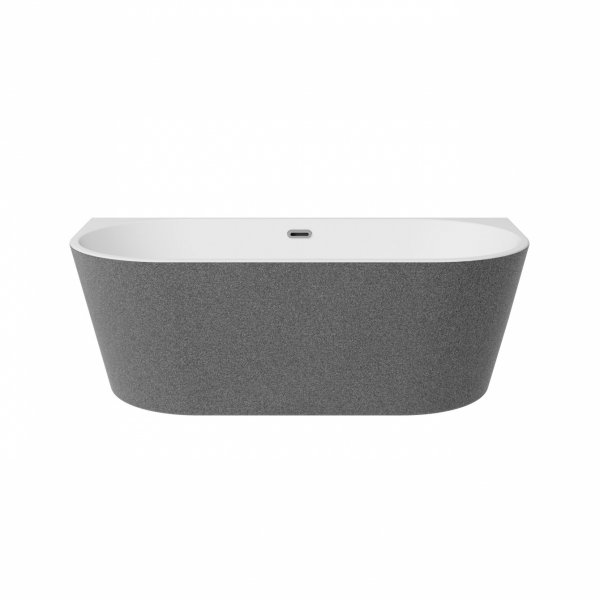 Besco Vica New Glam Srebrny wanna wolnostojąca 150 + klik-klak czarny z przelewem slim WA150VNSB