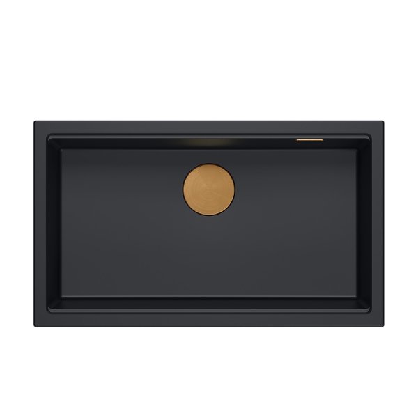 Quadron LOGAN 110 GraniteQ zlewozmywak pure carbon 76x44x23,5 cm 1-komorowy podwieszany z syfonem manualnym miedziany HQD7644U7PVDC1U