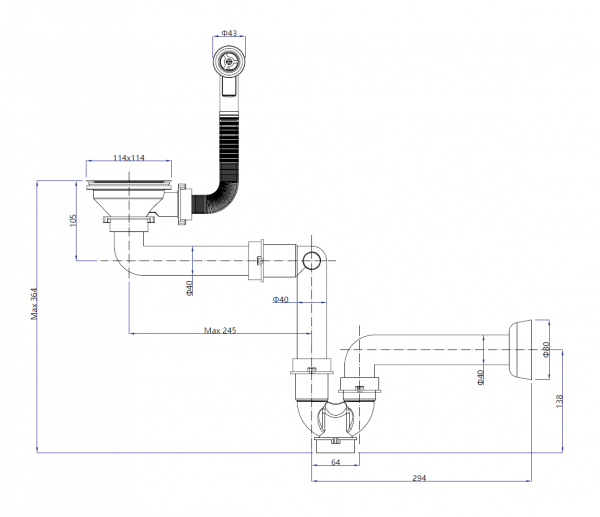 Quadron Odpływ zatyczkowy 3 1/2&quot; z syfonem 1-komorowy PVD miedziany (GRANIT-pionowy) save space M1SSG6A
