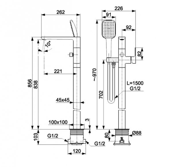 KFA Armatura Dust bateria wannowa wolnostojąca gun metal 93836265