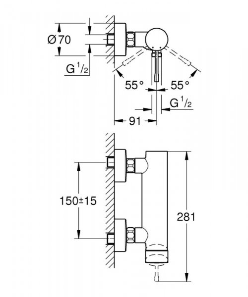 Grohe Essence Bateria prysznicowa natynkowa chrom 25252001