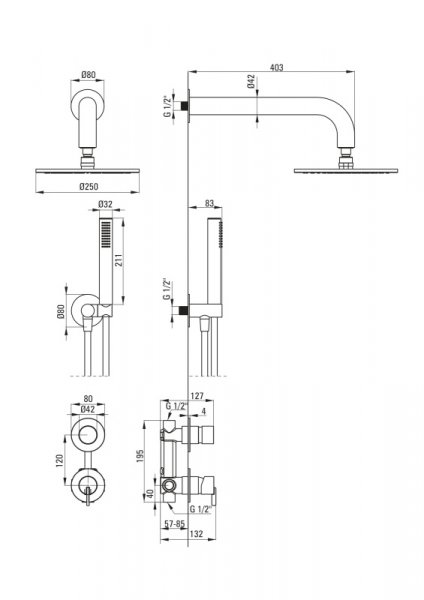 Deante Silia Zestaw prysznicowy podtynkowy z deszczownicą brąz szczotkowany NQSC9YK 
