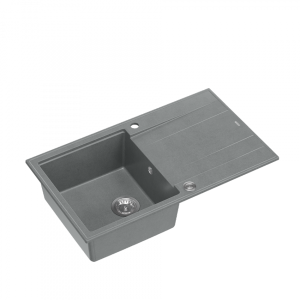 QUADRON EVAN 111 GraniteQ zlewozmywak z syfonem Push 2 Open 1-komorowy z/o (860x500x210) silver stone / elementy stalowe HCQE8650U5BSP2O