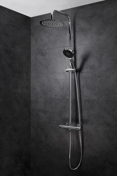 AQG System prysznicowy Nite Chrom z termostatem Escade Ducha, Deszczownica Atlas 25 x 25 20NITC25ESD02