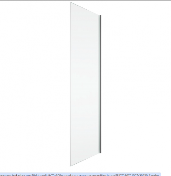 Ronal Sanswiss ścianka boczna 90° lub w linii 90x200 cm, szkło Durlux 200, profile chrom PUDT3P0901022