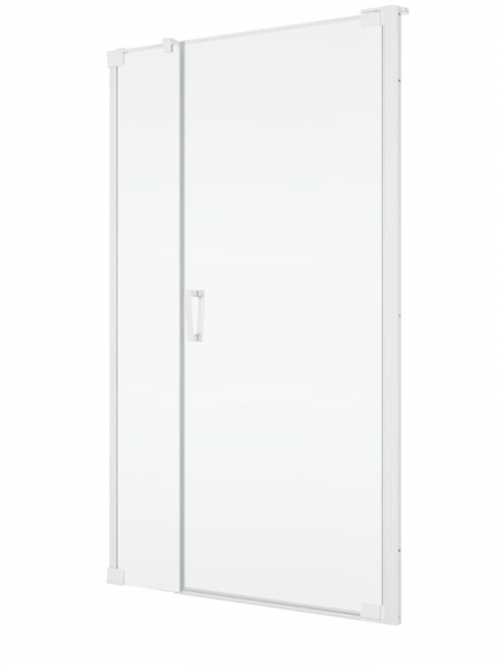 Ronal Sanswiss drzwi wahadłowe jednoczęściowe lewe ze ścianką stałą w linii 140,1-200x0-200 cm, szkło przezroczyste, profile WHITE LINE biały mat CA31CGSM20907