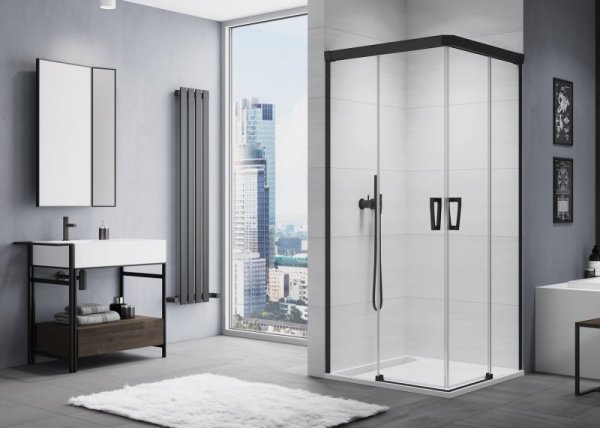Sanswiss Cadura Black Line kabina czarna narożna 100x100cm CAE2G1000607+CAE2D1000607 Sprawdź atrakcyjne rabaty!