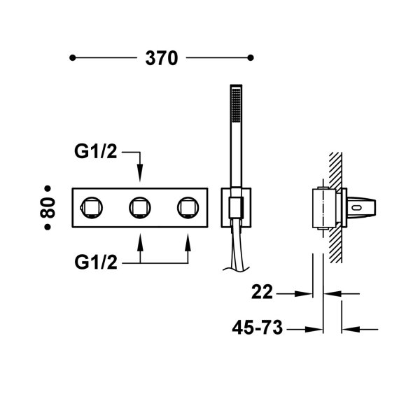 Tres B-SYSTEM Bateria termostatyczna podtynkowa 3-drożna B-system-30725301OP