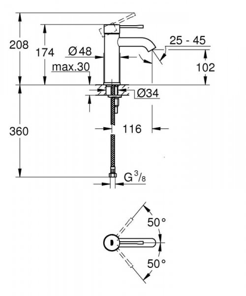 Grohe Essence Bateria umywalkowa bez korka brushed hard graphite 24172AL1
