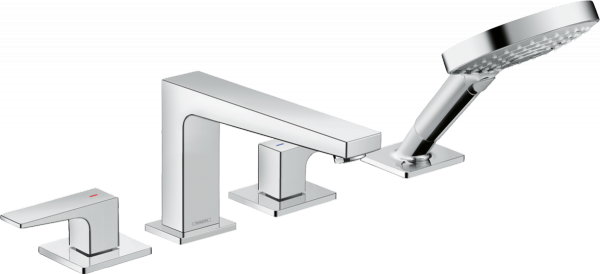 32553000 Hansgrohe Metropol 4-otworowa bateria na brzeg wanny z uchwytami jednoramiennymi