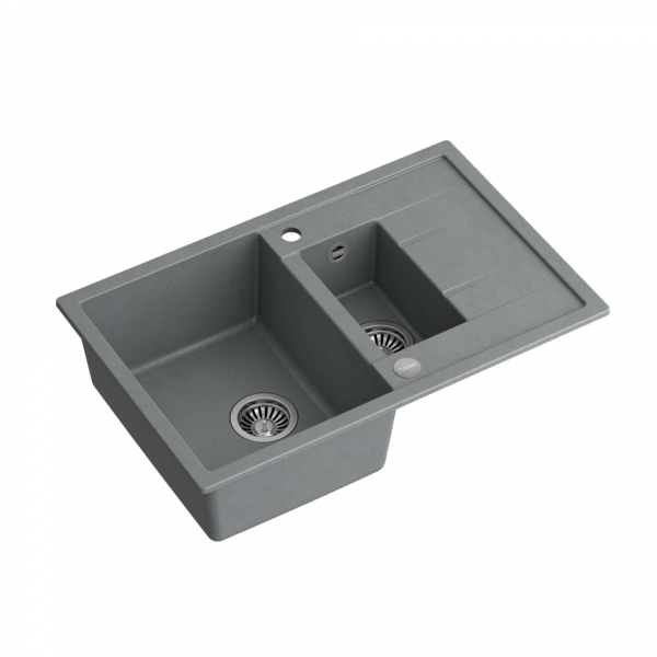 QUADRON MORGAN 156 GraniteQ zlew 1,5 komory silver stone/elementy stalowe 780x500x220 HB8224U5BSP2O