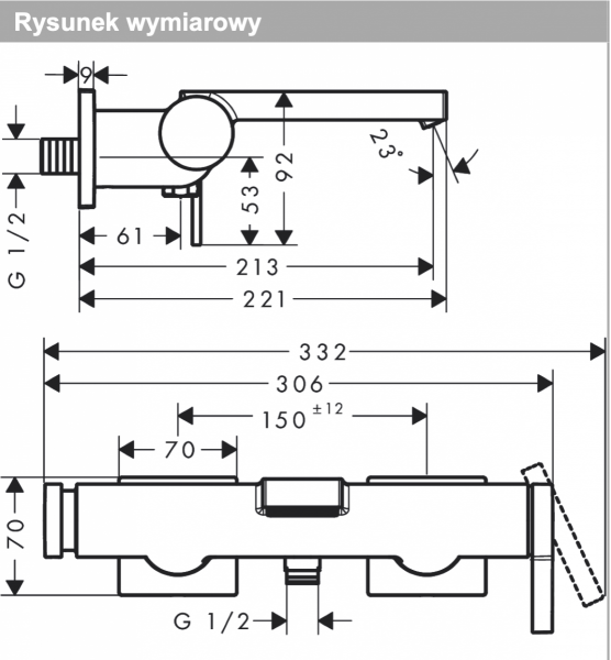 Hansgrohe Tecturis E Jednouchwytowa bateria wannowa natynkowa chrom 73420000