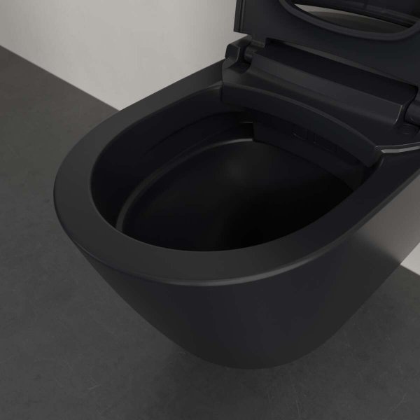 Villeroy &amp; Boch Supreo Select toaleta myjąca wisząca bez kołnierza ze spłukiwaniem wirowym CeramicPlus Pure Black V16EN3R7