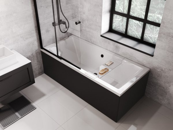 Besco Quadro obudowa do wanny czarny mat OAQ165PKC
