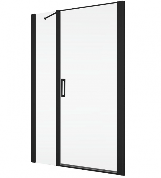 Ronal drzwi wahadłowe jednoczęściowe ze ścianką stałą w linii 150x200 cm, szkło przezroczyste, profile BLACK LINE czarny mat D22T31100500607