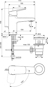 Ideal Standard Ceraplan Bateria umywalkowa z korkiem chrom BD213AA