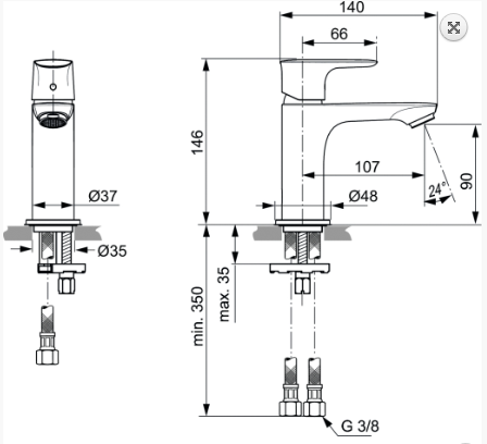 Ideal Standard Connect Air Bateria umywalkowa bez korka złoto szczotkowane połysk A7010A2