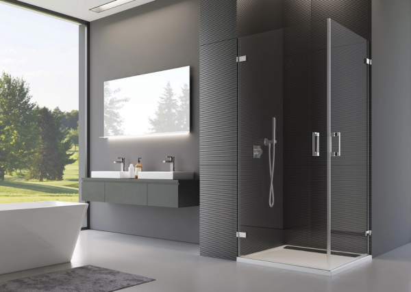 Ronal Sanswiss wejście narożne jednoczęściowe 40-100x0-200 cm, szkło satyna, profile chrom PUE1GSM21049