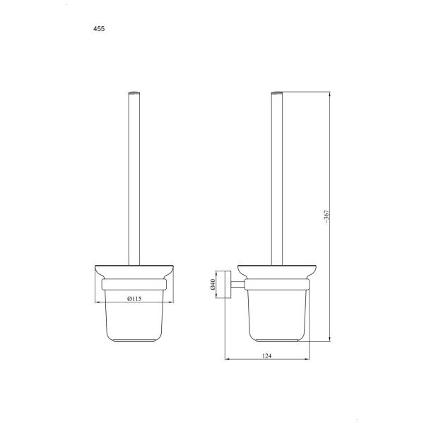 ANDEX Norwegian Szczotka wc 455NG stal nierdzewna czarna