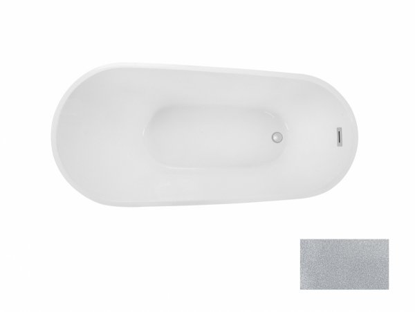 Besco Melody Glam wanna wolnostojąca 170 Srebrna + maskownica syfonu z przelewem biała WA170MSB