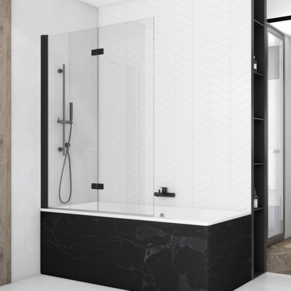 Ronal Sanswiss Solino parawan nawannowy 2-częściowy 100x150 cm lewy czarny mat SOLB2G1000607