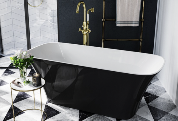 Besco Assos S-Line B&amp;W wanna wolnosrtojąca + klik-klak chrom czyszczony od góry WMD160ABC