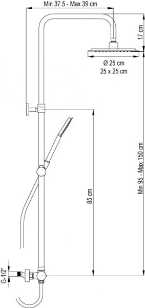 AQG Urban Flow Gun Metal zestaw prysznicowy termostat 20UFR25NID12