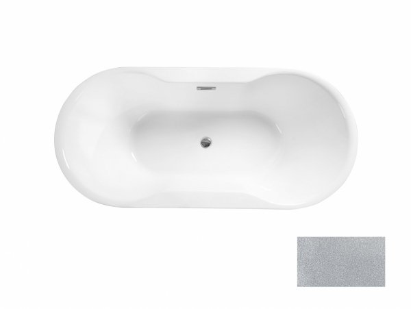 Besco Navia Glam wanna wolnostojąca 150 Srebrna + maskownica syfonu z przelewem gun metal WA150NSG
