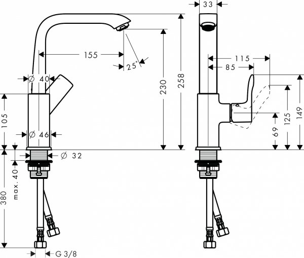 31187000 Hansgrohe Metris Jednouchwytowa bateria umywalkowa 230 z kompletem odpływowym Push-Open