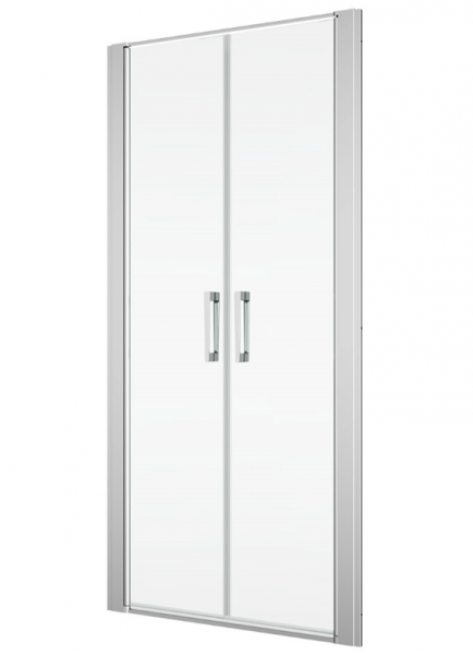 Ronal drzwi wahadłowe dwuczęściowe 70x200 cm, szkło przezroczyste, profile Srebrny połysk D22T20705007