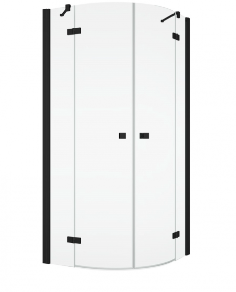 Ronal kabina półokragła dwuczęściowa na wymiar 80-100x200 cm, szkło przezroczyste, profile BLACK LINE czarny mat ANR55SM10607