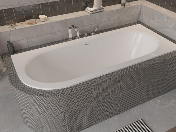 Besco Avita Slim+ wanna asymetryczna 180 Prawa + syfon z przelewem chrom WAV180NPP