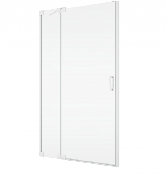 Ronal Sanswiss drzwi wahadłowe jednoczęściowe z elementem stałym w linii 60-140x0-200 cm, szkło przezroczyste, profile WHITE LINE biały mat CA13GSM10907