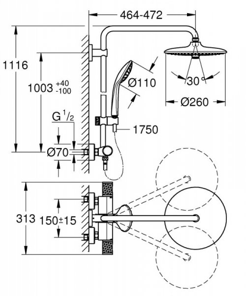Grohe zestaw prysznicowy z termostatem chrom Euphoria 260 27296003 24H